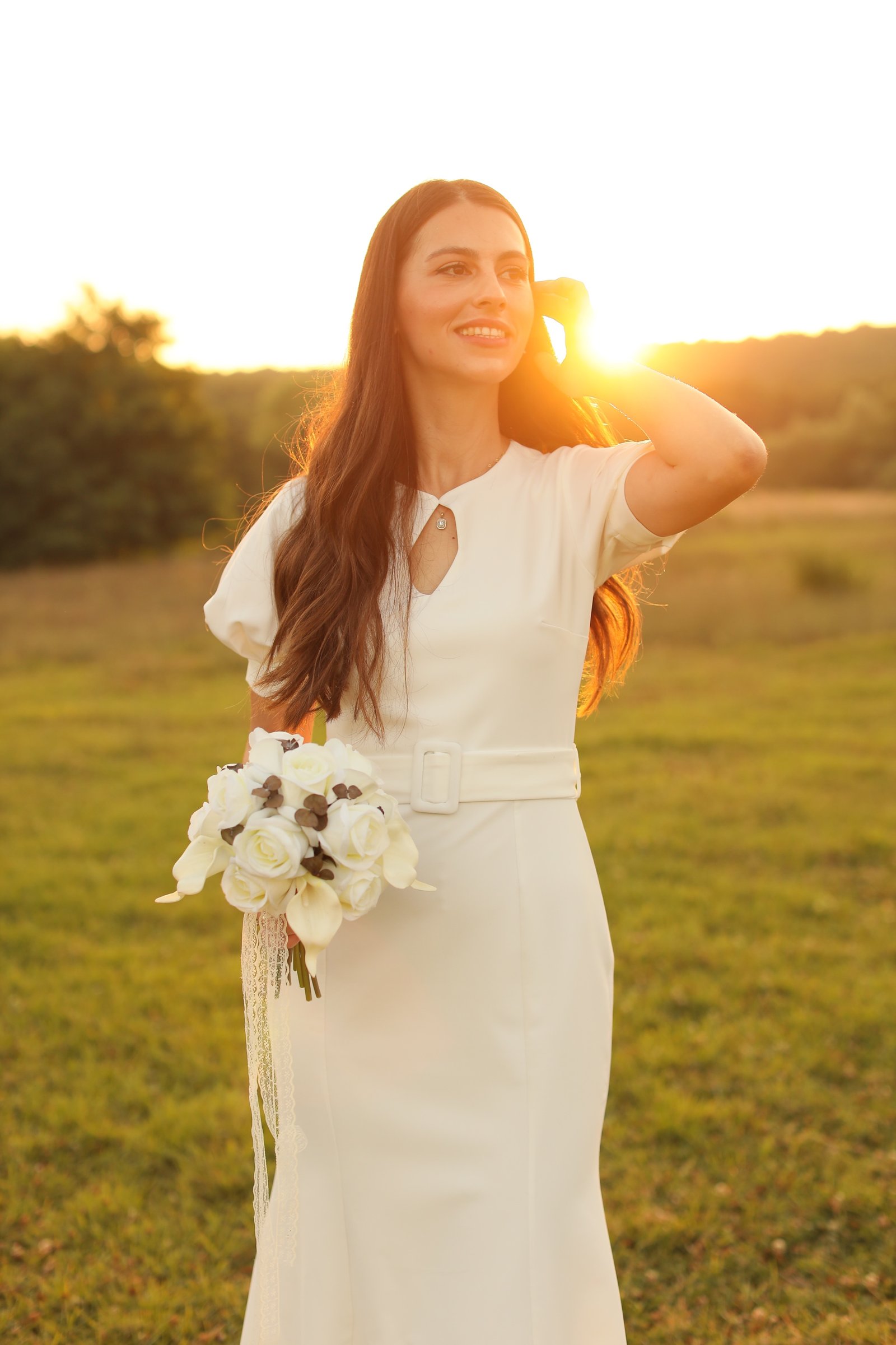 Hande Gala Gelin Buket'i – Beyaz gala ipek gül yapay gelin buketi